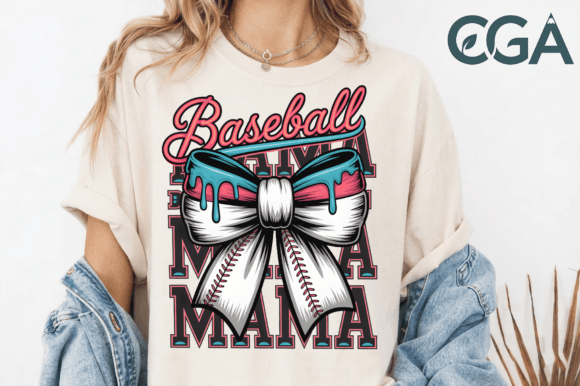 Game-Day Graphics: The Baseball Mama Dripping Bow PNG