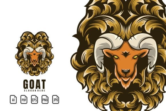 Illustration Goat Head Vintage: A Logo Template for Bold Brands